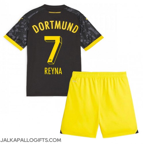Borussia Dortmund Giovanni Reyna #7 Vieras Peliasu Lasten 2023-24 Lyhythihainen (+ Lyhyet housut)